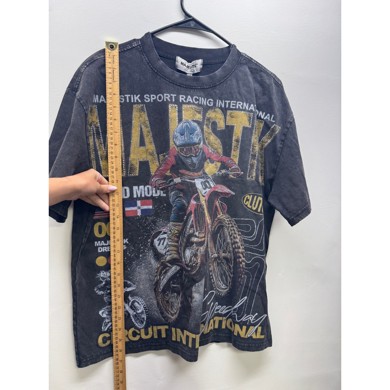 Majestik T Shirt Men Medium Black Built Different Motocross Graphic Rhinestone gallery