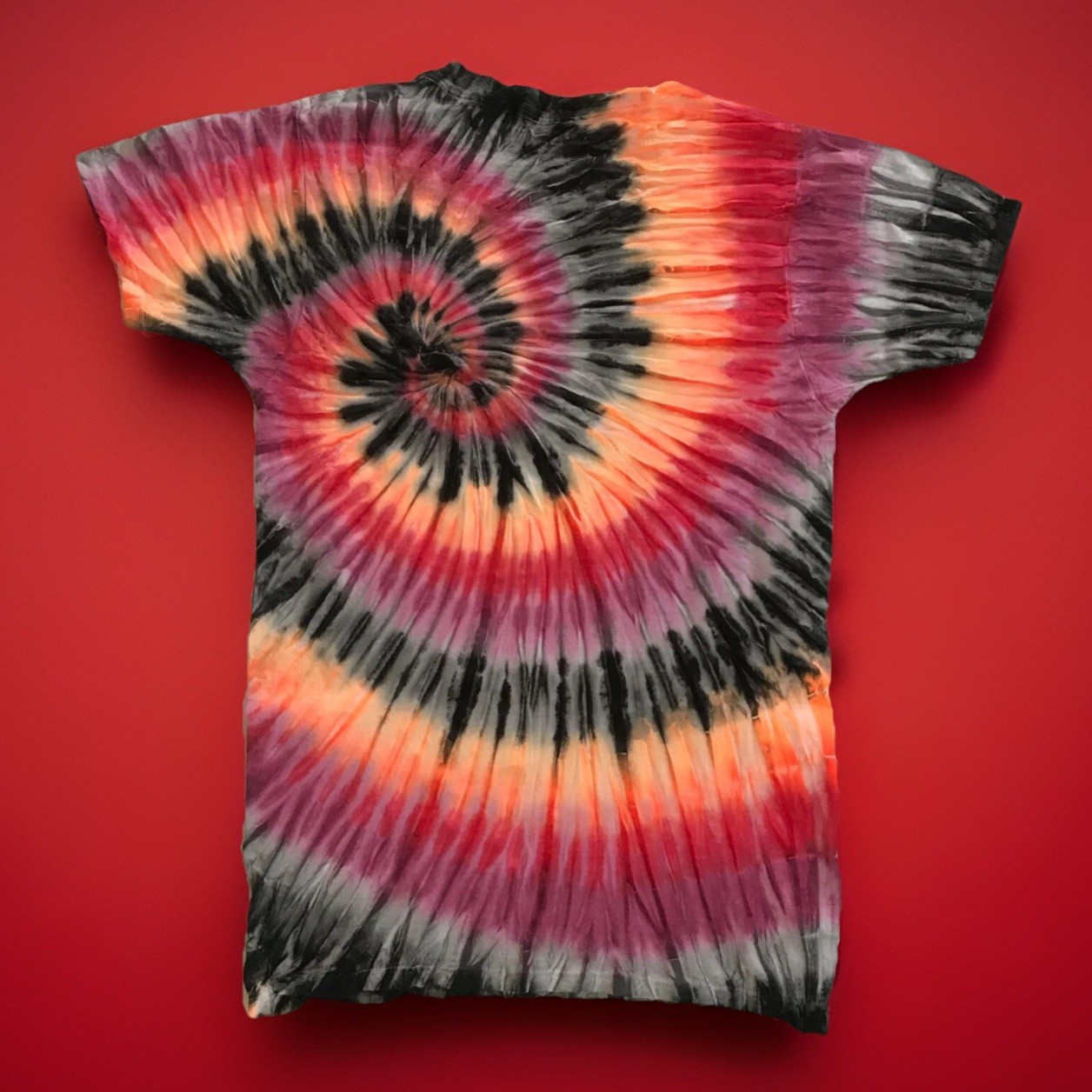 *New* 2XL - Sm Handmade Tie Dye, Red Burgundy Spiral, Crew or V-Neck gallery