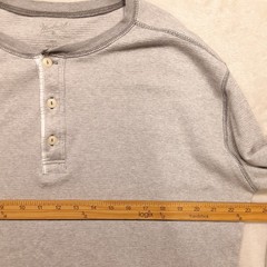 Woolrich Mens Lightweight Stretch Cotton Henley Thermal L Gray Waffle Knit LS