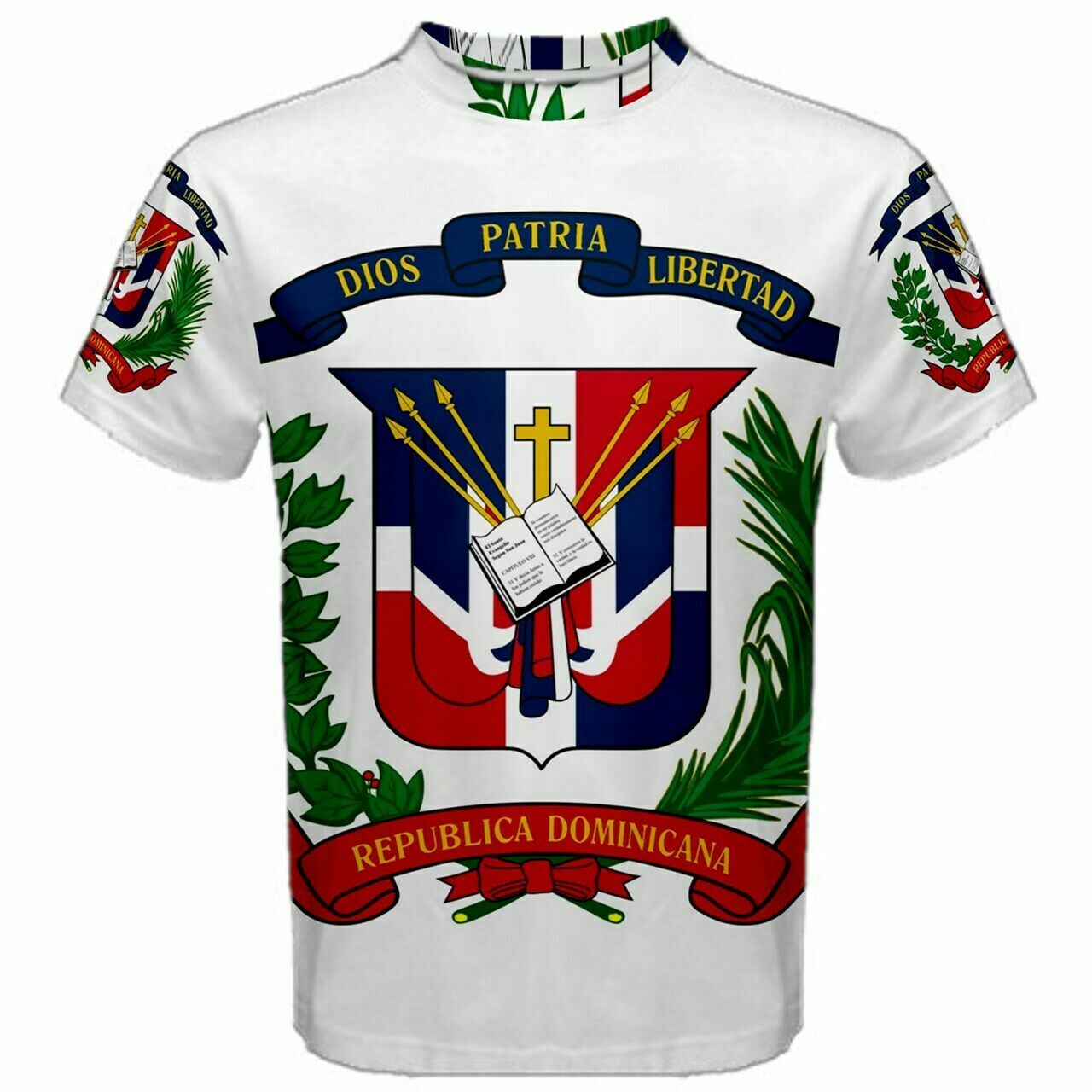 DOMINICAN REPUBLIC COAT OF ARMS FLAG MEN T-SHIRTS & FREE MASK CP BRAND gallery