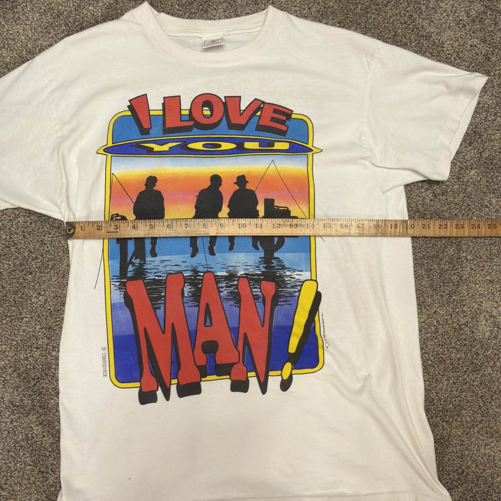 VTG 80s Bud Light I Love You Man T-Shirt Men L Single Stitch White Fishing Lake gallery