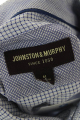 Johnston & Murphy Mens Light Blue Check Point Collar Button-Up Shirt Size M
