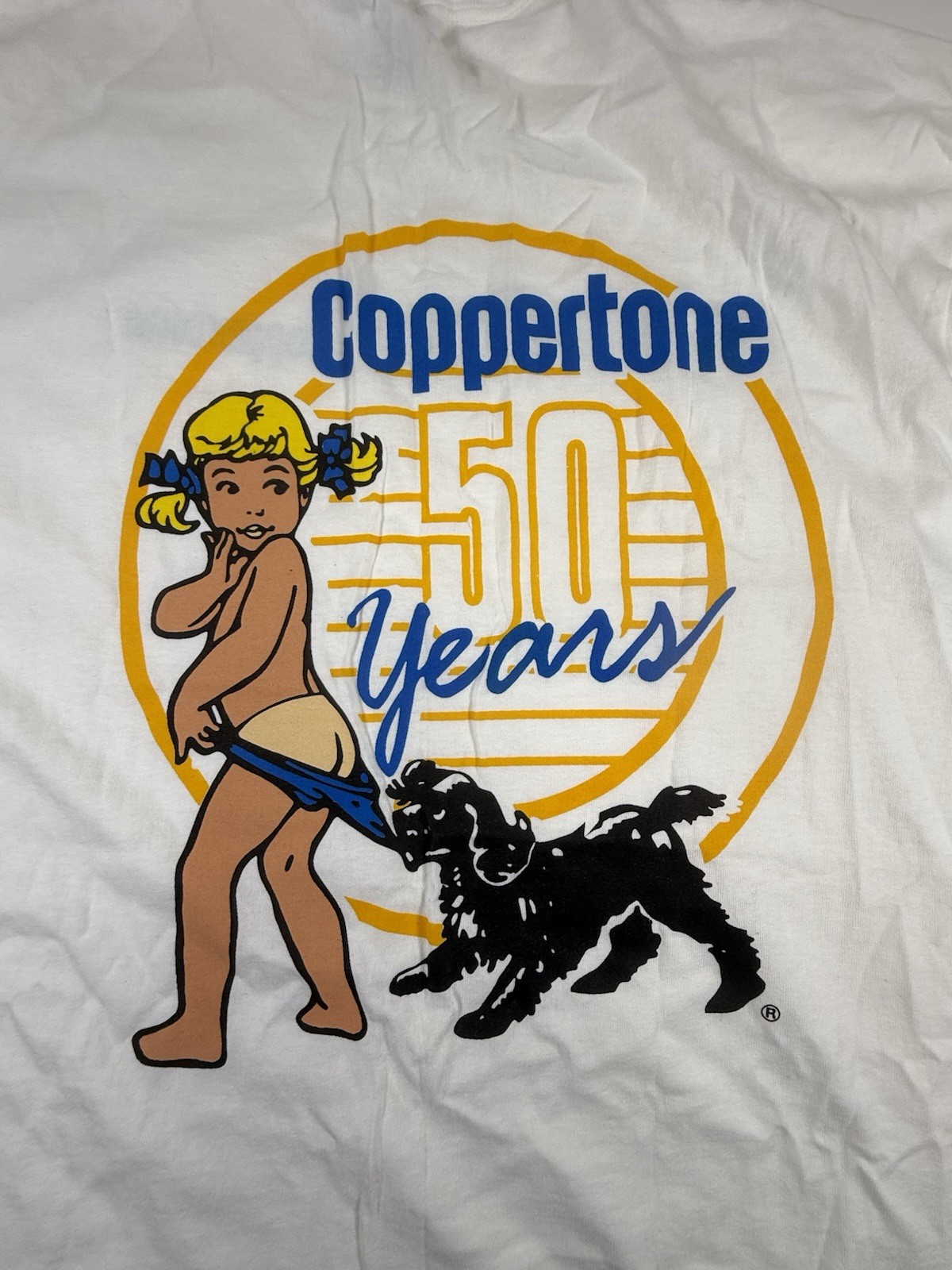 Vintage Coppertone Sunscreen T-Shirt XL 50 Years Girl Logo Delta 90s Made In USA gallery