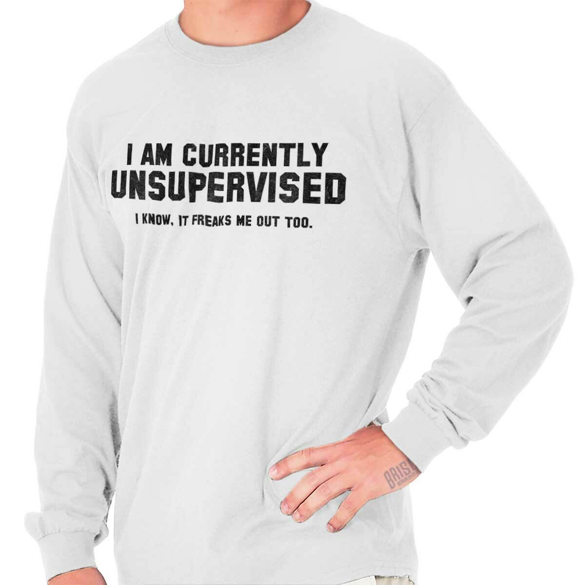 Currently Unsupervised Funny Adulting Drink Long Sleeve Tshirt Tee for Adults