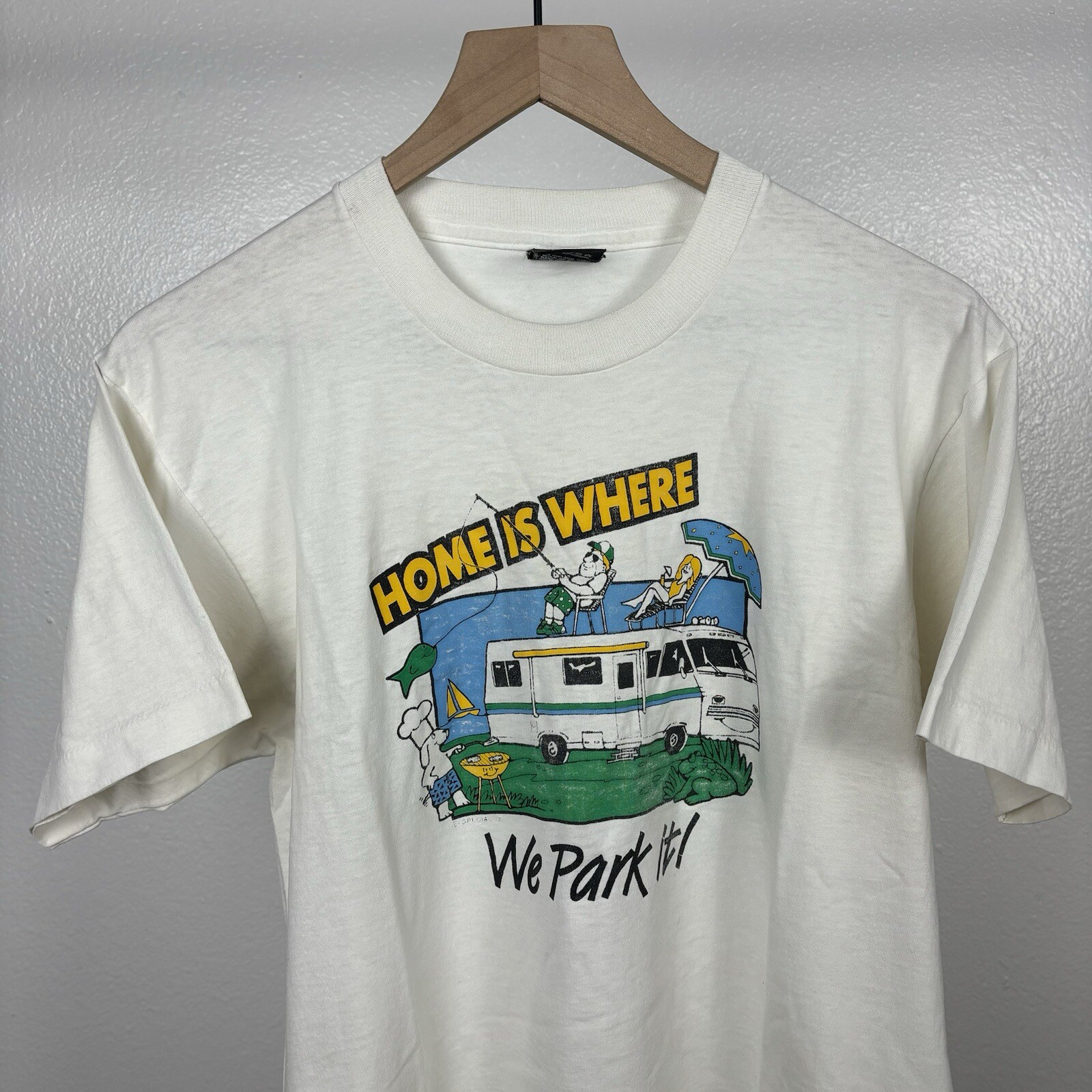 Vintage RV Motor Home Trailer Park Cartoon T Shirt Made In USA 80’s Fits Medium gallery