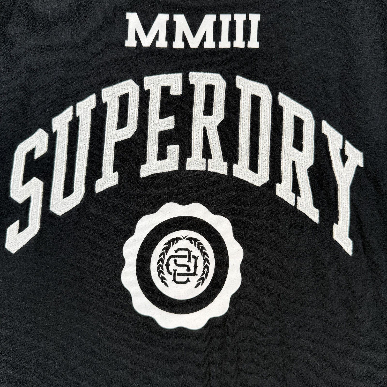 Superdry Shirt Mens Medium Black MMIII Crest Logo Graphic Tee T-Shirt Front gallery