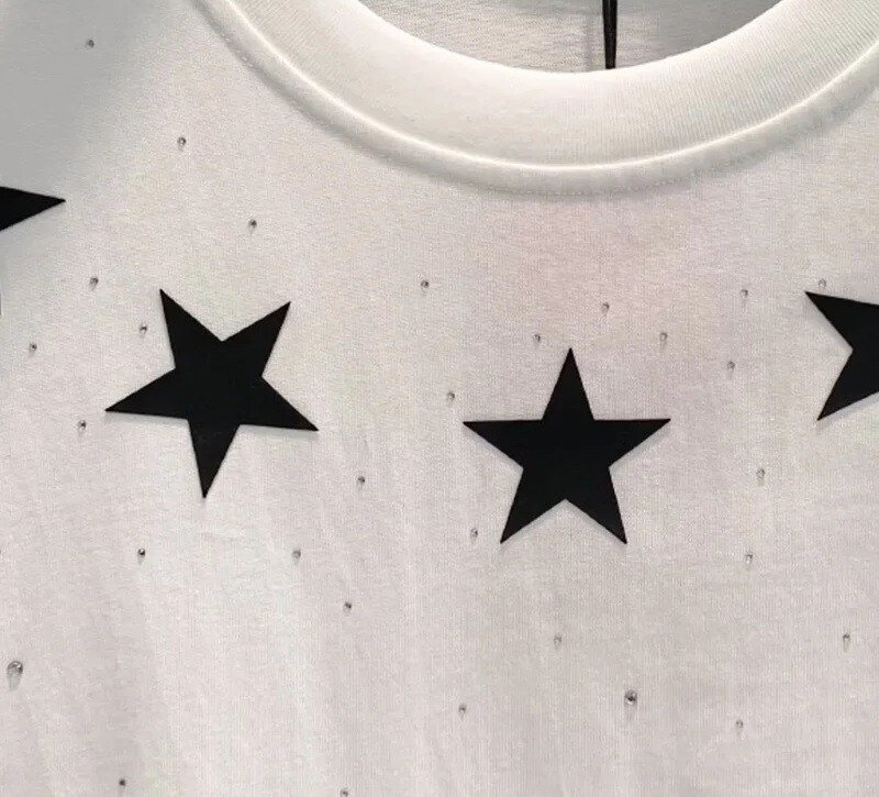Fashion Trend Stars Rhinestone Diamond Summer Short Sleeve Luxury Men T-Shirt gallery