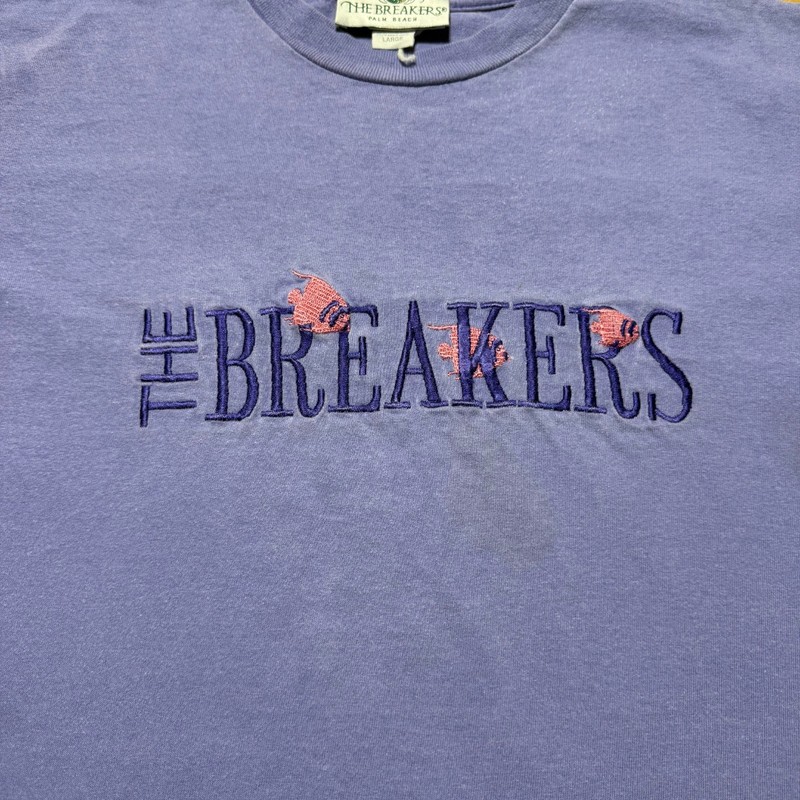 Vintage 90s The Breakers Palm Beach Florida Fish Surf Embroidered T-Shirt Large gallery