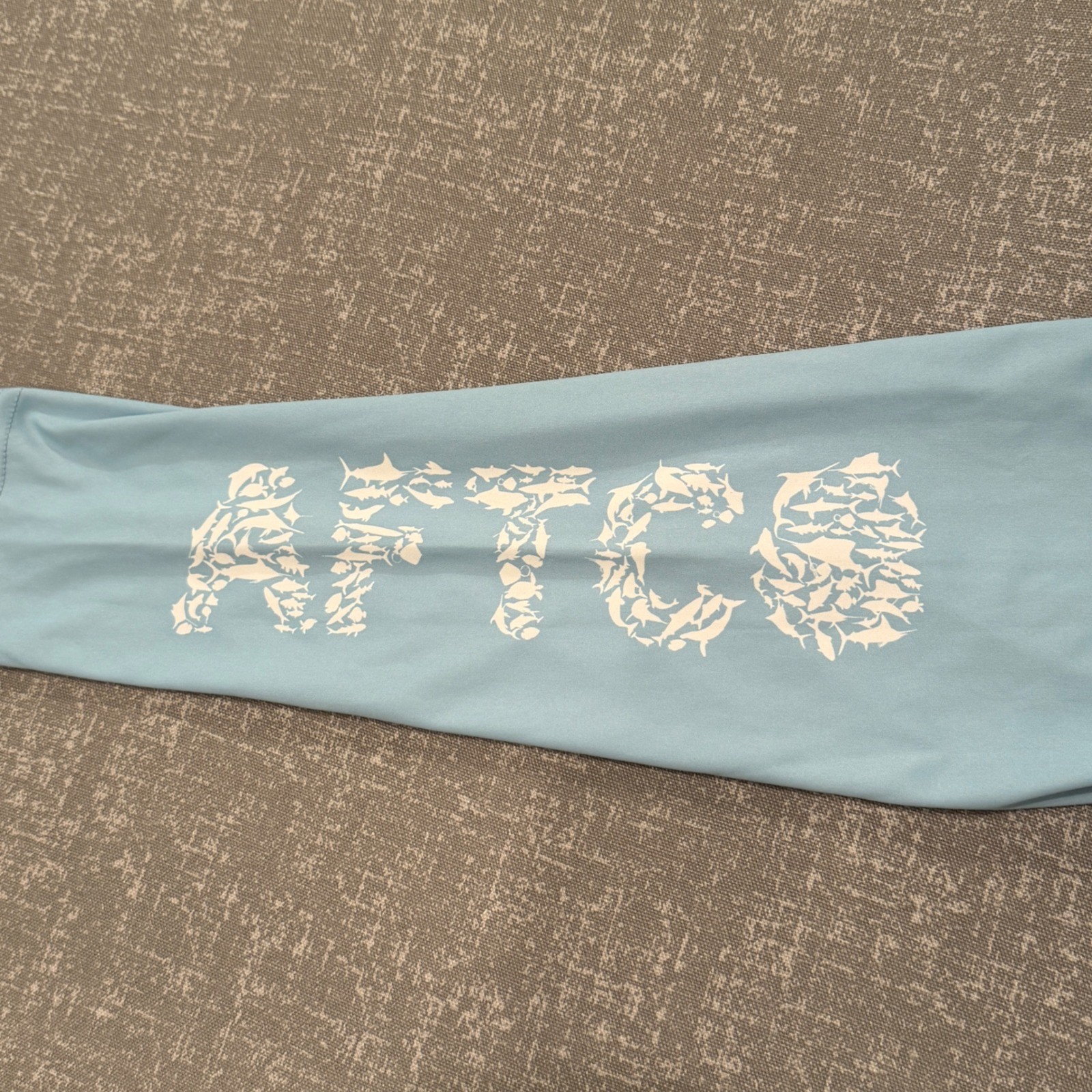 AFTCO Mens Blue Long Sleeve Fishing Performance Shirt Medium Graphic Logo Tee gallery