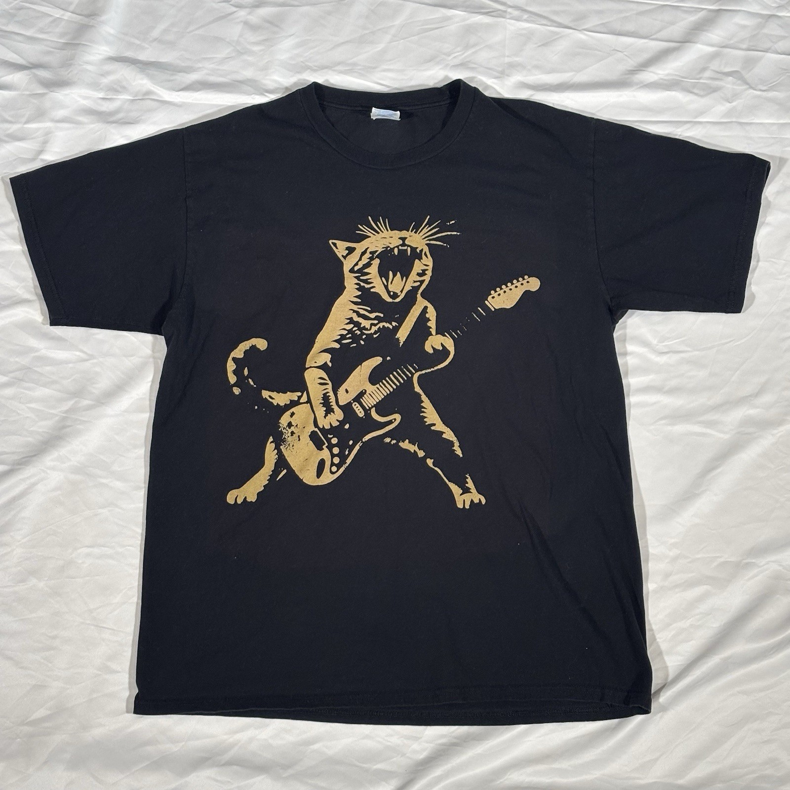 Cat Playing Guitar Rock Star Rock and Roll T-Shirt , Unisex Tee