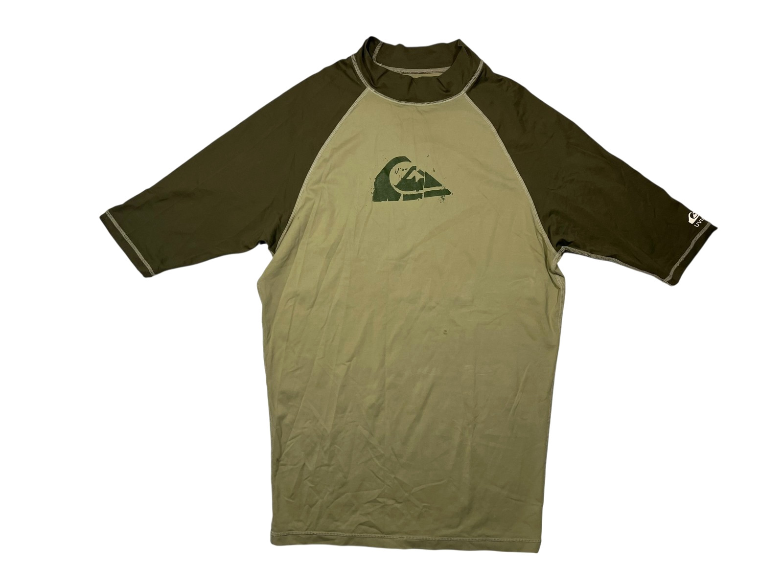 QUIKSILVER Brown Nylon/Spandex UV-TECH RASH GUARD Beach Surf Sun Gym Shirt Sz L gallery