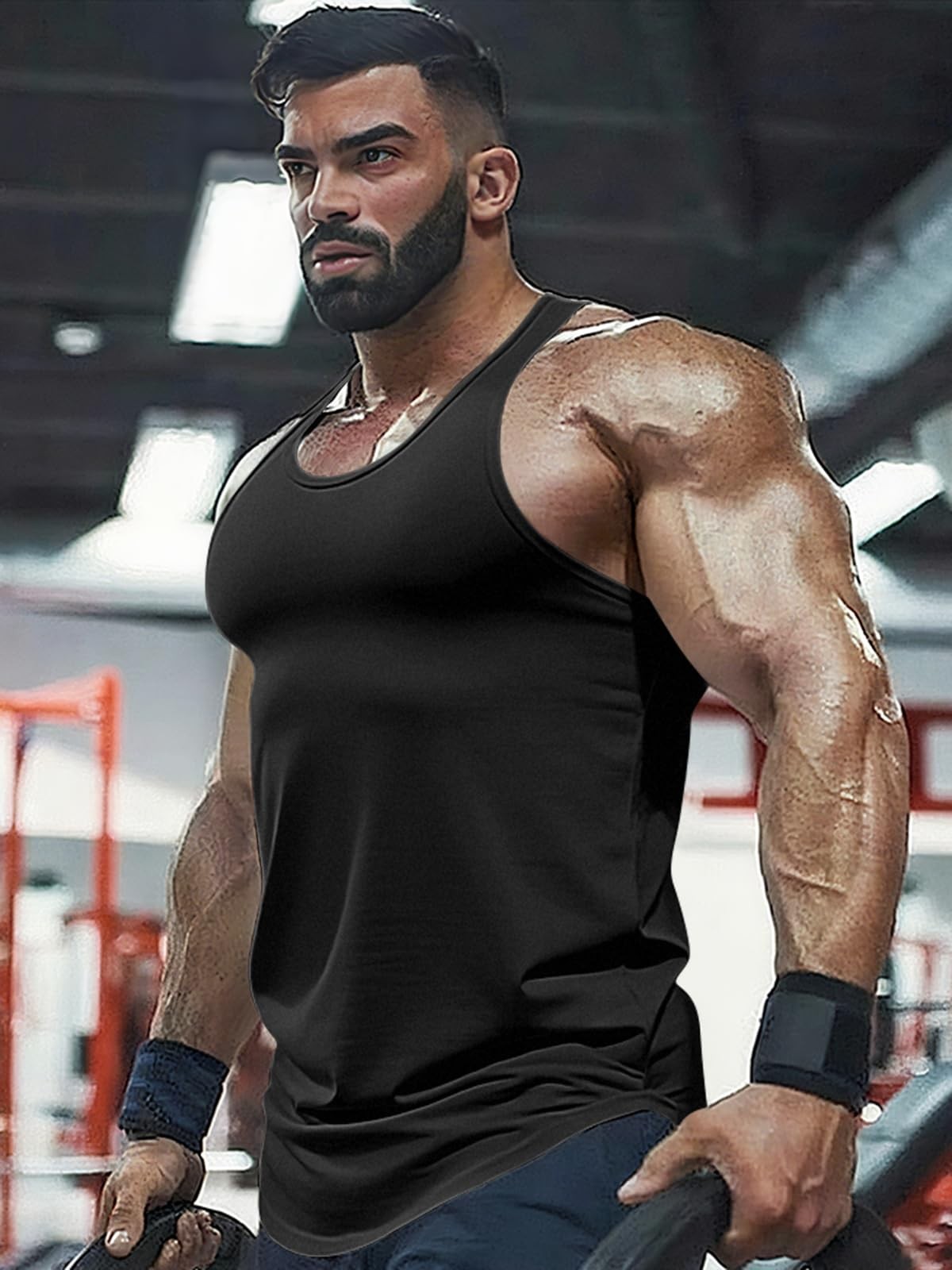Men's 2 Pack Gym Workout Tank Tops YBack Muscle Tee Stringer Bodybuilding Sle... gallery