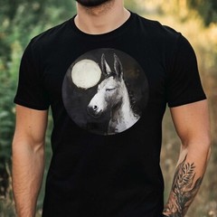 Men’s Donkey in Moonlight Motif Cotton T-Shirt Size XS to 5XL