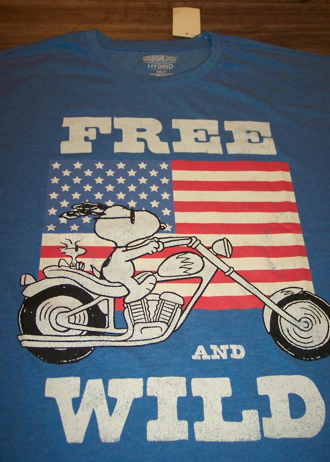PEANUTS SNOOPY MOTORCYCLE Free and Wild T-Shirt Big and Tall 3XL 3XLT NEW gallery