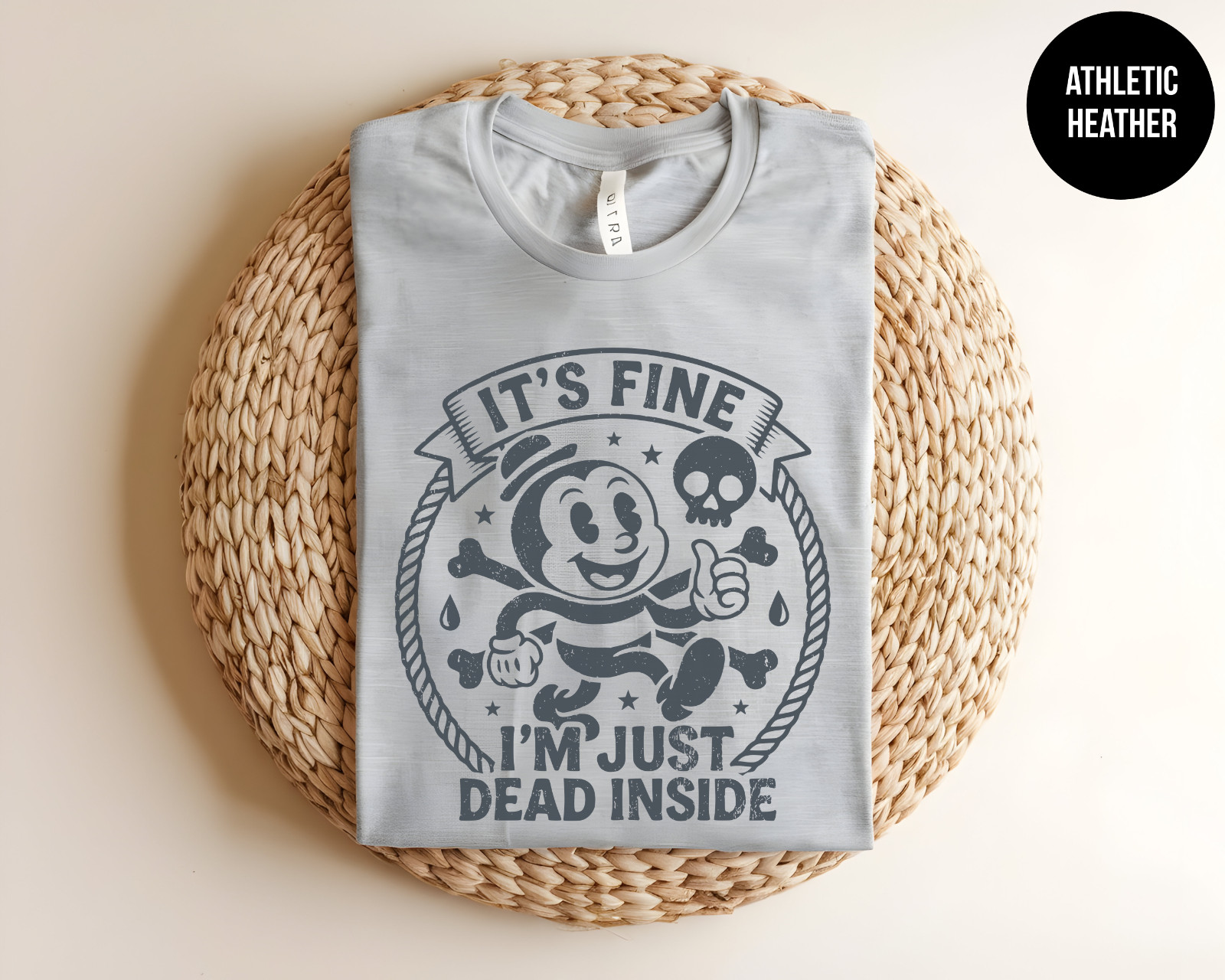 Retro Cartoon T Shirt Sarcastic Graphic Tee Its Fine Im Just Dead Inside Vintage gallery