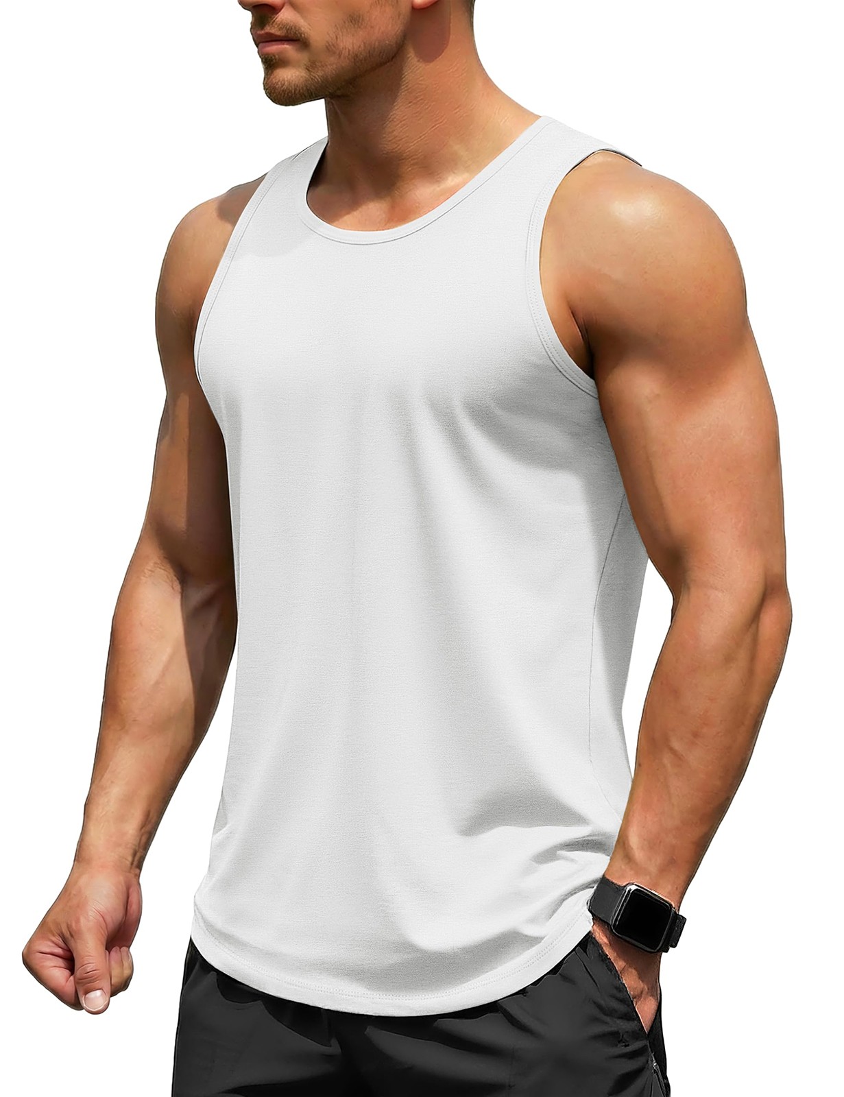Mens UPF 50+ Tank Top Moisture Wicking Summer Sleevless Workout Gym Mucsle Shirt