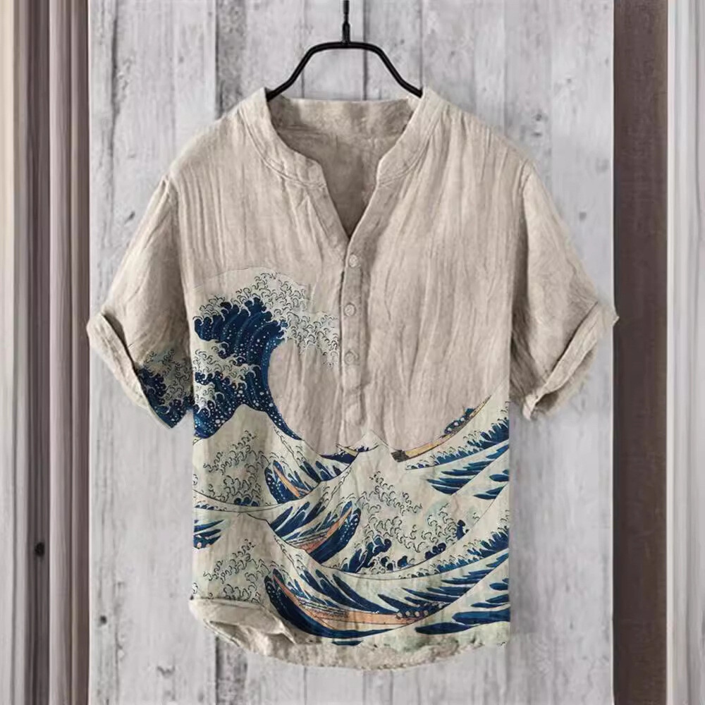 Mens Short Sleeve T-shirt Tops Ladies Cotton Linen Casual Shirt Loose Blouse Tee gallery