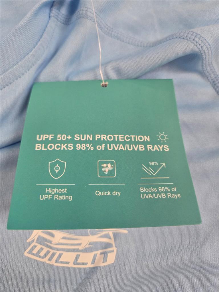 = Willit Men UPF 50+ Fishing Shirt Short Sleeve Light Blue Polyester NEW gallery