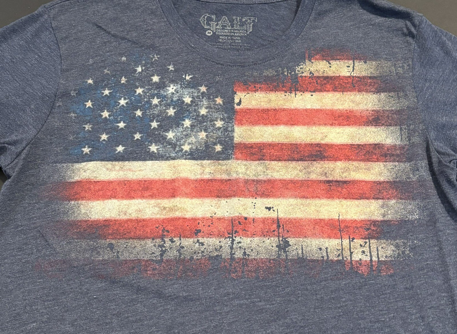 Men's GALT Red White Blue Patriotic Flag Short Sleeve Athleisure Tshirt Size Med gallery