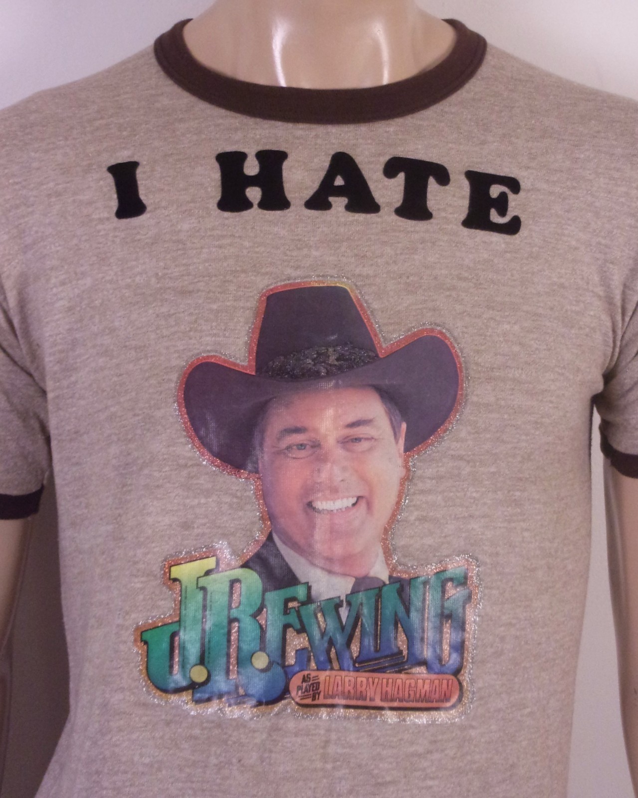 vintage 80s Dallas TV Show T-Shirt JR Ewing Larry Hagman rayon tri blend SZ M gallery