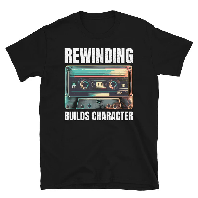 Vintage Cassette Tape Rewinding 80s Music 1980s Retro Funny T-Shirt