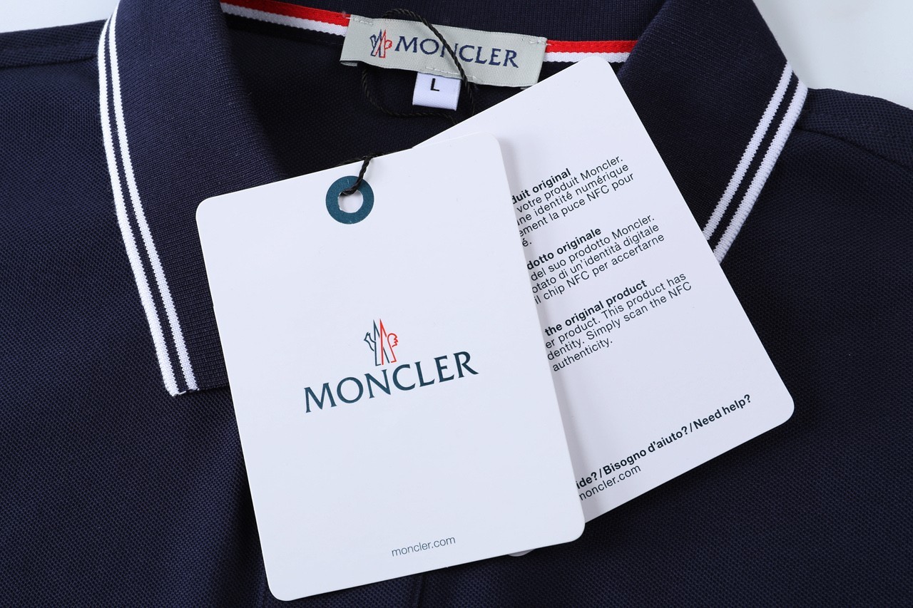 Moncler Dark Blue Color-Block Polo Shirt XL gallery