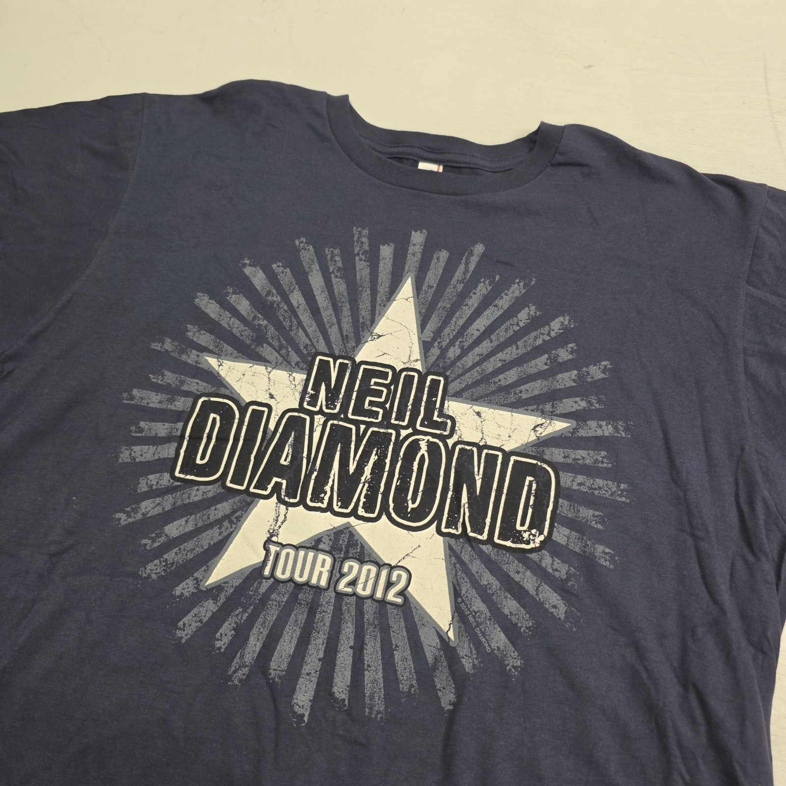 Neil Diamond 2012 Tour Star Burst Navy Blue Concert Folk T-Shirt Men's XL EUC gallery