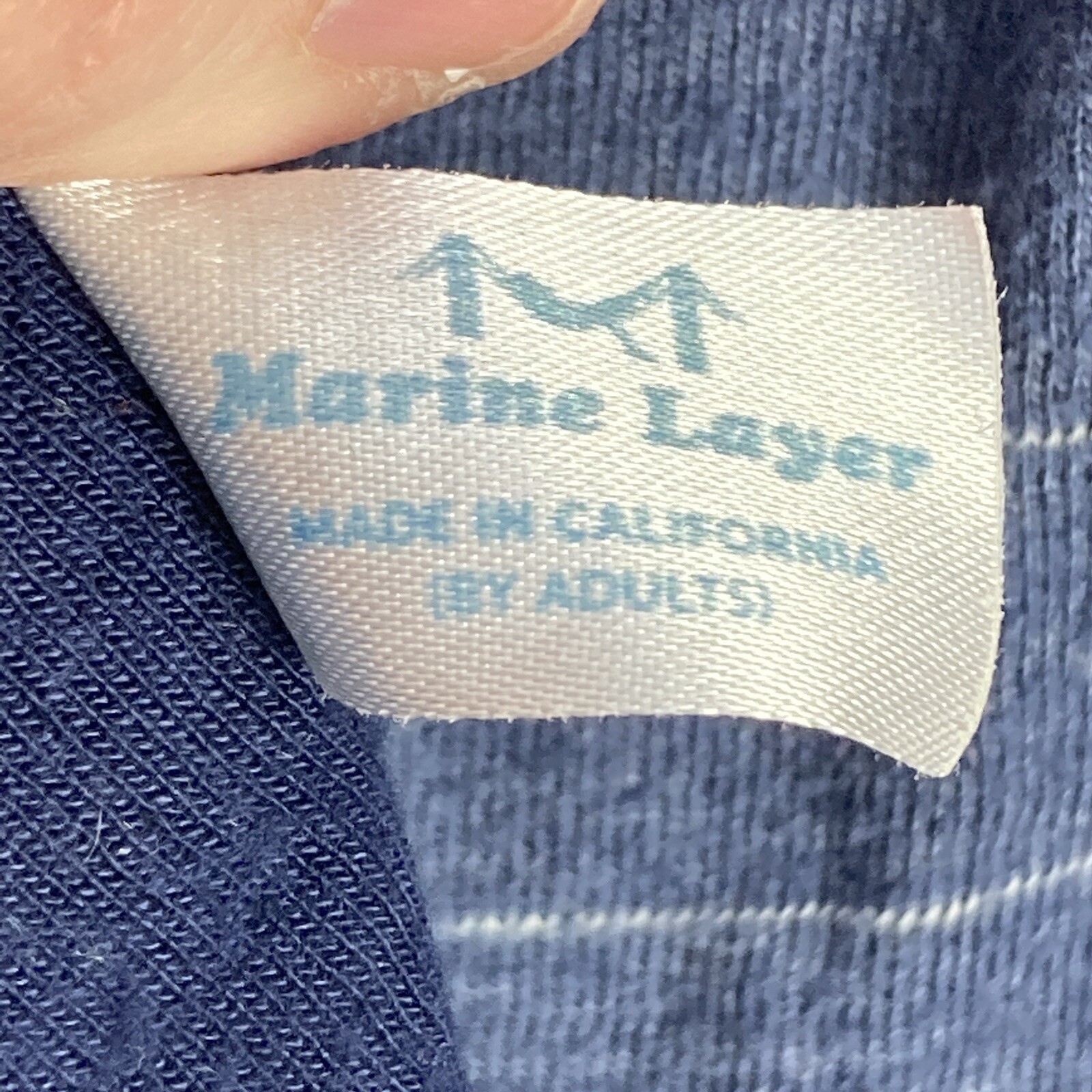 Marine Layer Mens M/L Marge Henley Shirt Blue Striped Long Sleeve Cotton gallery