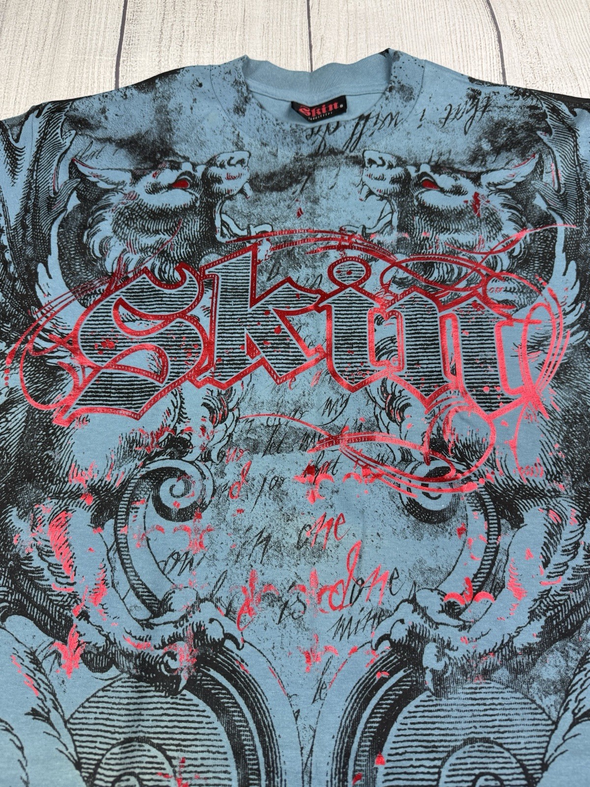 VGC! VTG Skin Industries AOP Graphic T-Shirt Y2K *Sz Medium - Read/See Pics gallery