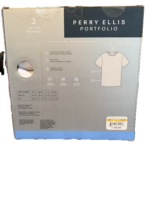 Perry Ellis Portfolio Men's 3-PackWhite Cotton Blend CrewNeckT-Shirt SPECIAL BUY gallery