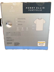 Perry Ellis Portfolio Men’s 3-PackWhite Cotton Blend CrewNeckT-Shirt SPECIAL BUY