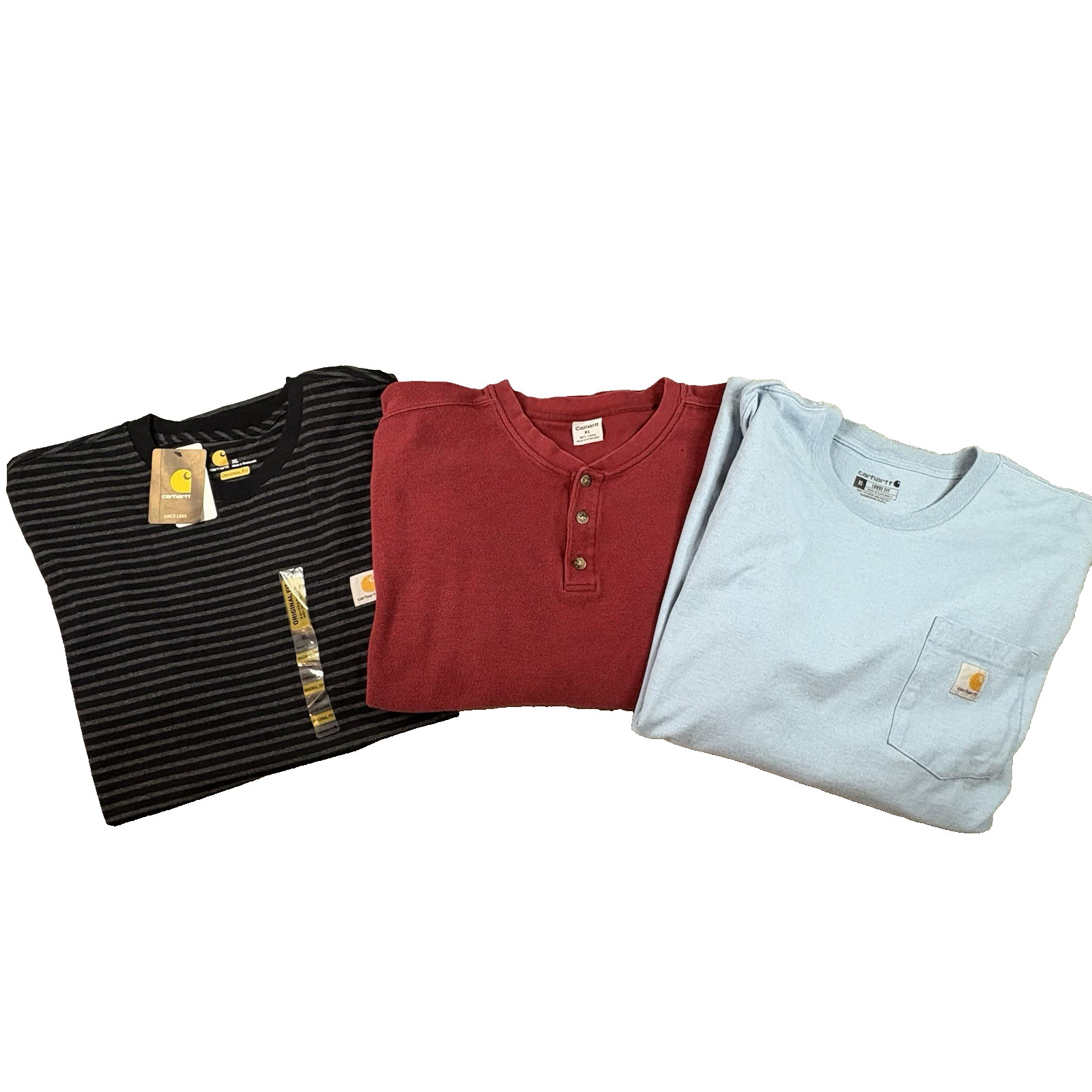 LOT OF 3 Men's XL Carhartt Henley/Crewneck LS & SS Shirts SEE DESCRIPTION gallery