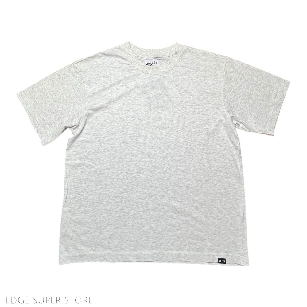 Crisp Light Gray Woven Cotton Short Sleeve Boxy Crew Neck Tee TShirt Size Small