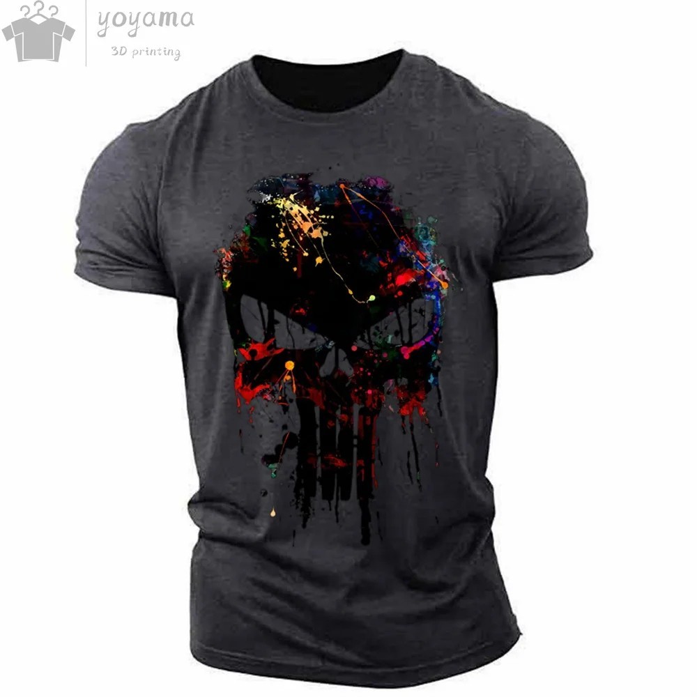 The Punisher T-Shirt Mens 3D Print Tee Military Patriotic Skull Streetwear Shirt gallery