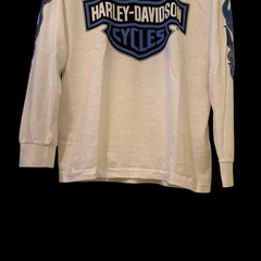 Vintage Harley Davidson Blue Flame Columbus Ohio Long Sleeve T-Shirt REPRINT L