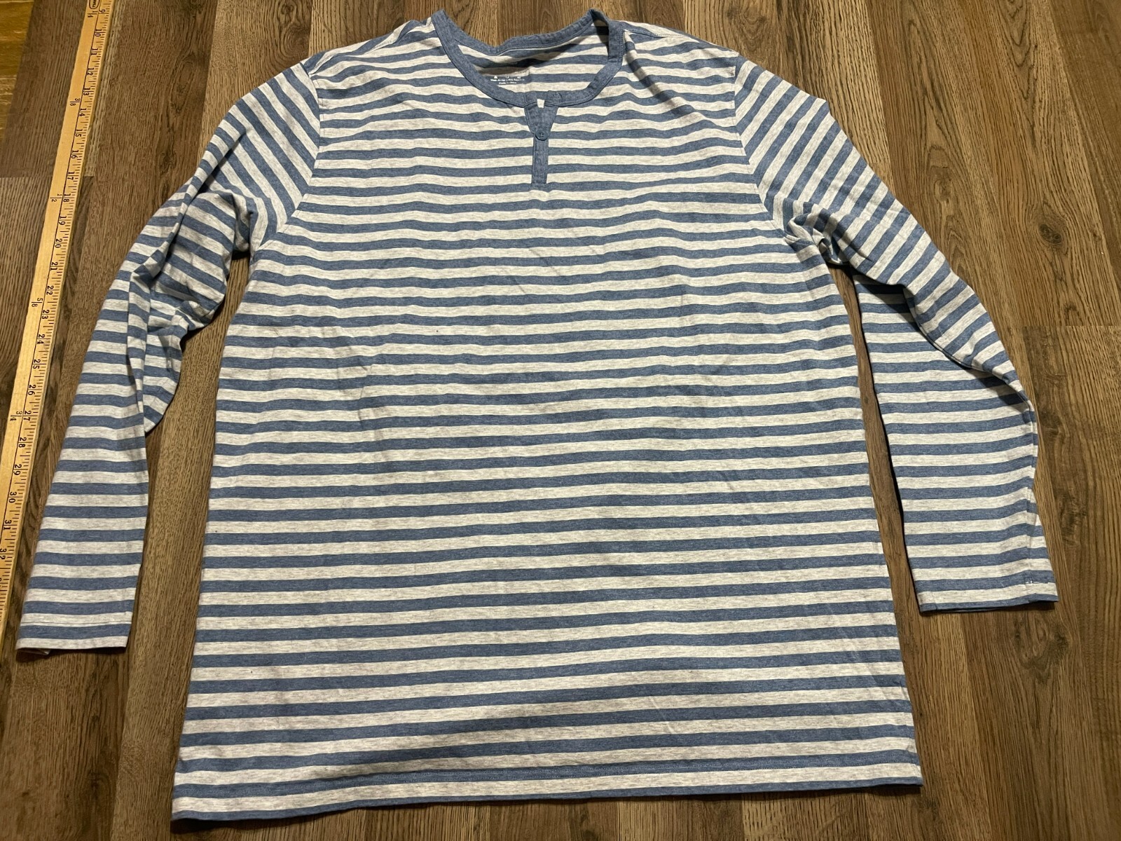 David Archy Shirt, Men’s Size XL, Blue White, Striped, Long Sleeve, Henley