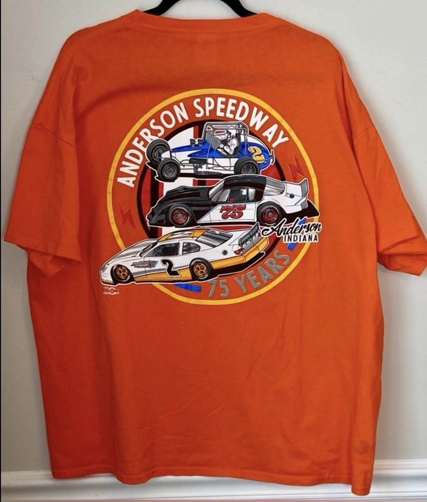 Anderson Speedway IN 75 Years 1948-2011 Orange Crew Neck Cotton Tee – 2XL