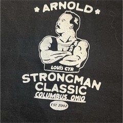 Gildan Black Cotton Arnold Strongman Classic Graphic T-Shirt Size L sst. 2002