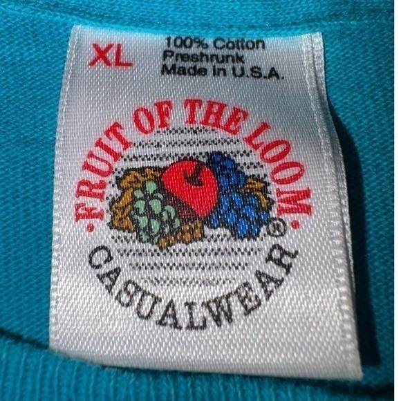 VTG 90s Fruit of the Loom Blank T Shirt XL Teal Single Stitch Made in USA Grunge gallery