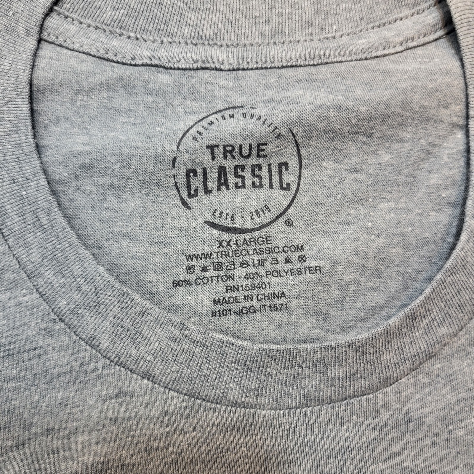 Set of 3 True Classic Crew Neck T-Shirt Men's Light Gray 2XL -New! gallery