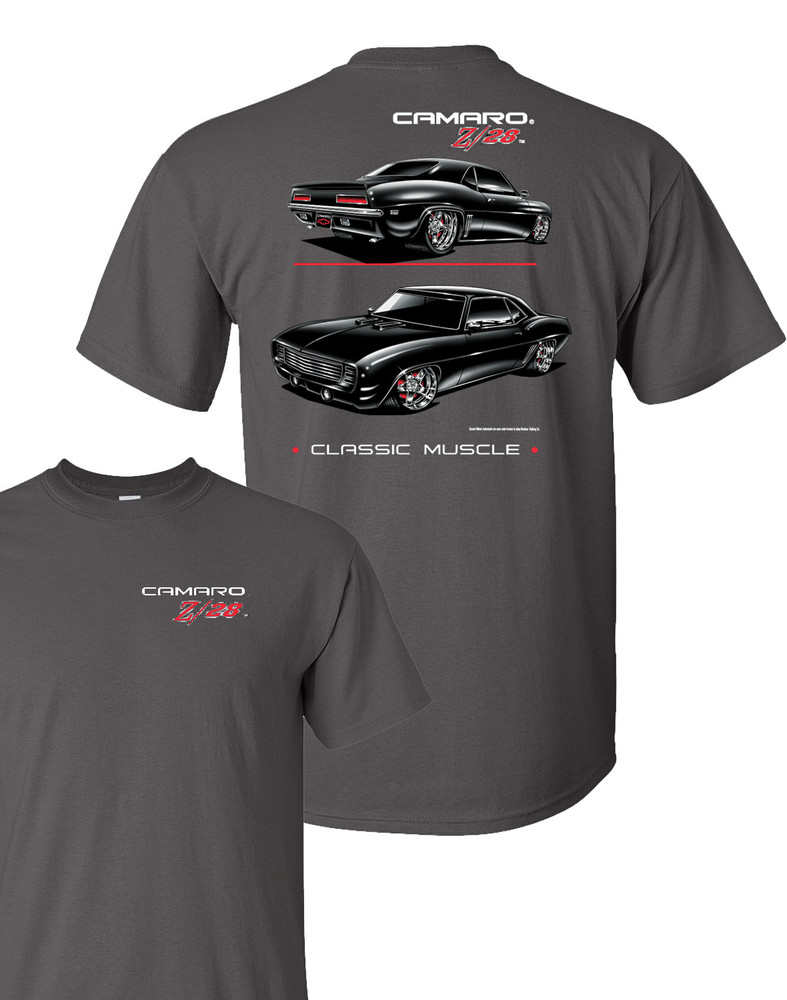 Chevy Camaro Z/28 T-Shirt – Gray w/ Black Cars & Emblem (Licensed)