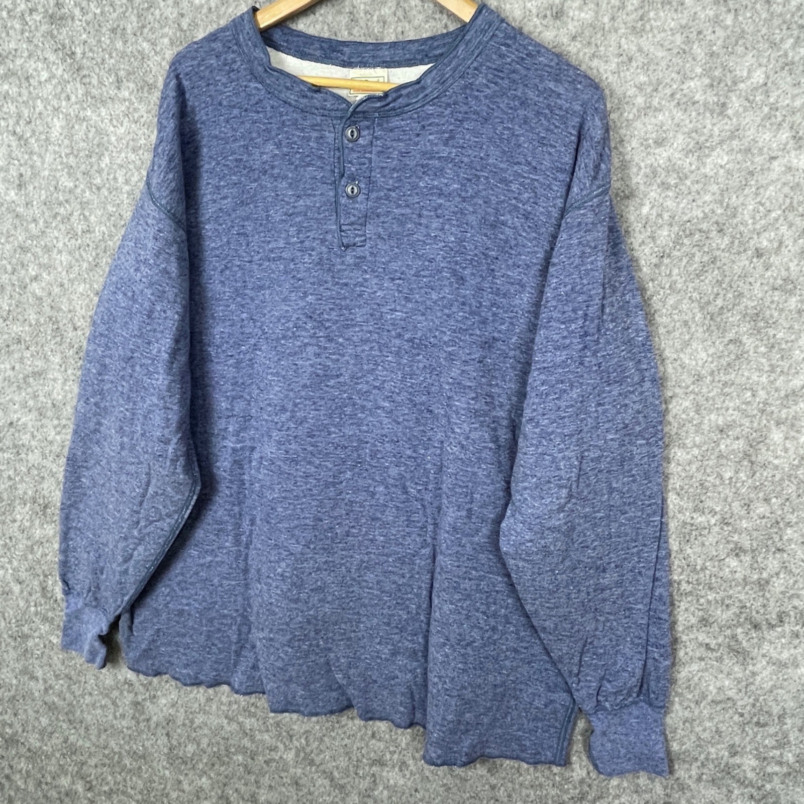 Vintage LL Bean River Drivers Wool Blend Henley Shirt Men XXLT Two Layer Thermal gallery