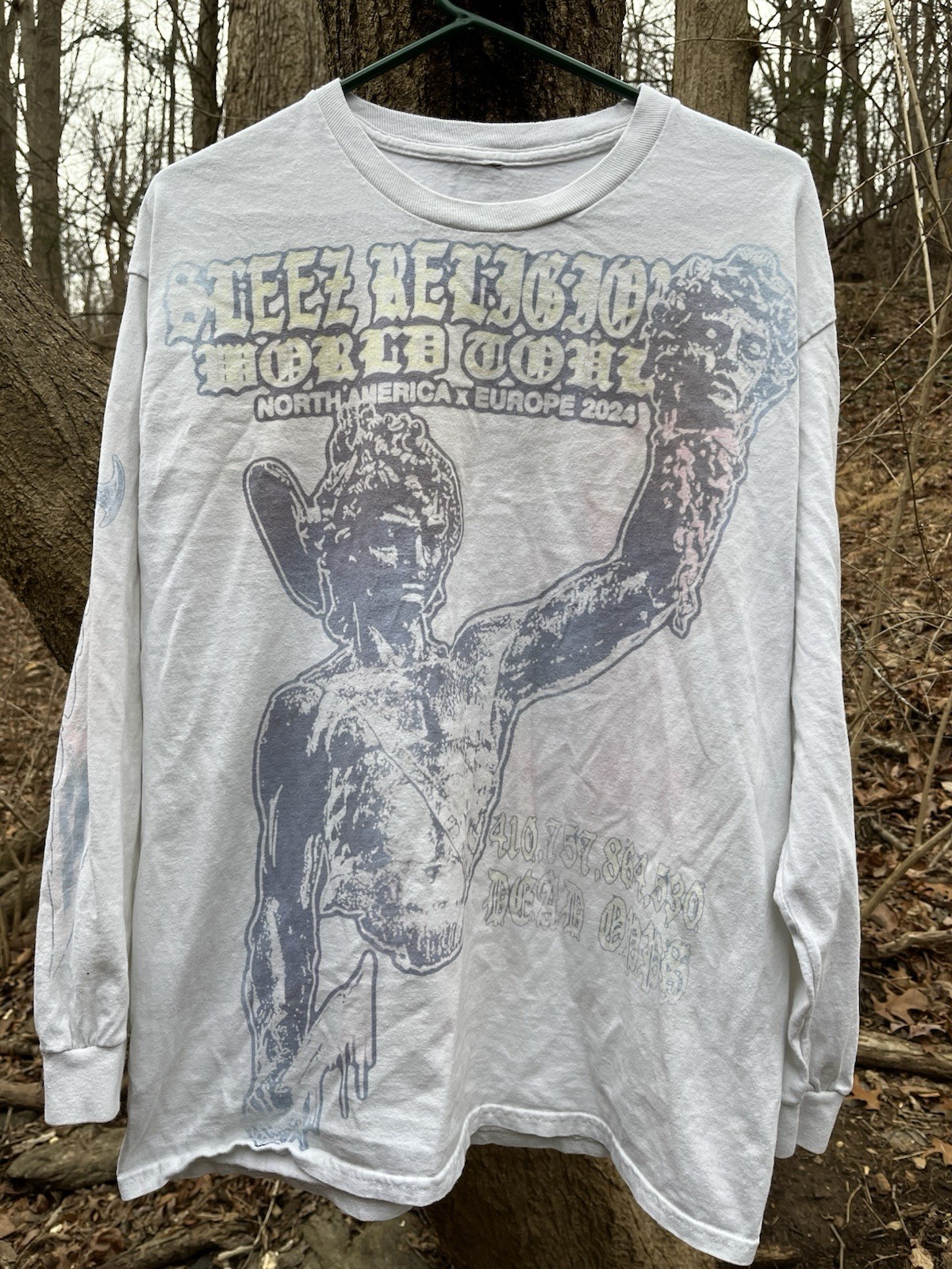 Sleez Religion World Tour Long Sleeve T-Shirt City Morgue White Large NO TAG