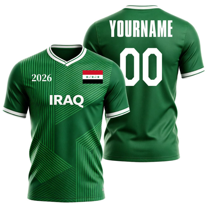 Customizable Iraq Soccer Jersey Green Fan Shirt Personalized Football Tee Gift