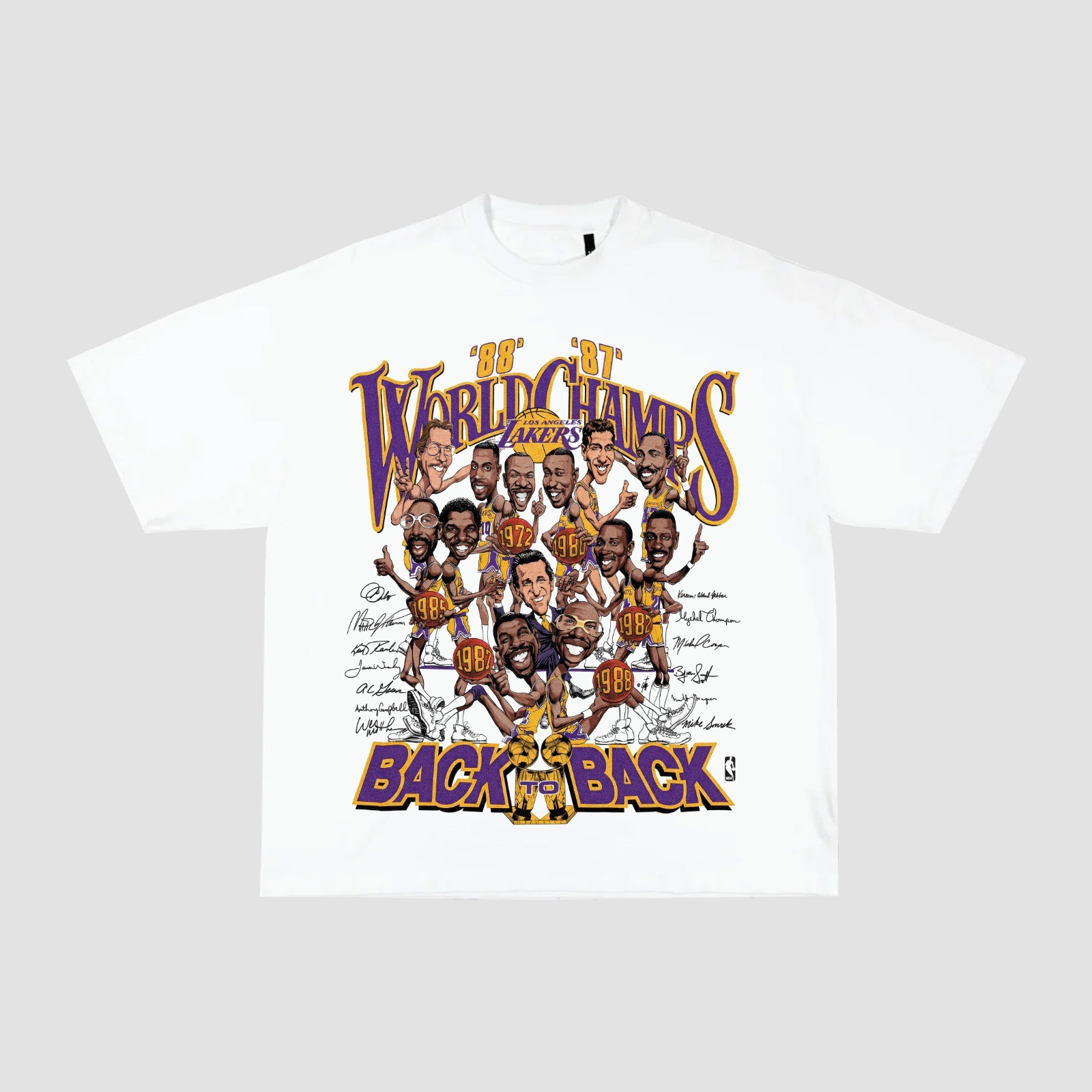 Lakers 1987 1988 World Champs Graphic T-Shirt Back To Back Basketball Tee gallery