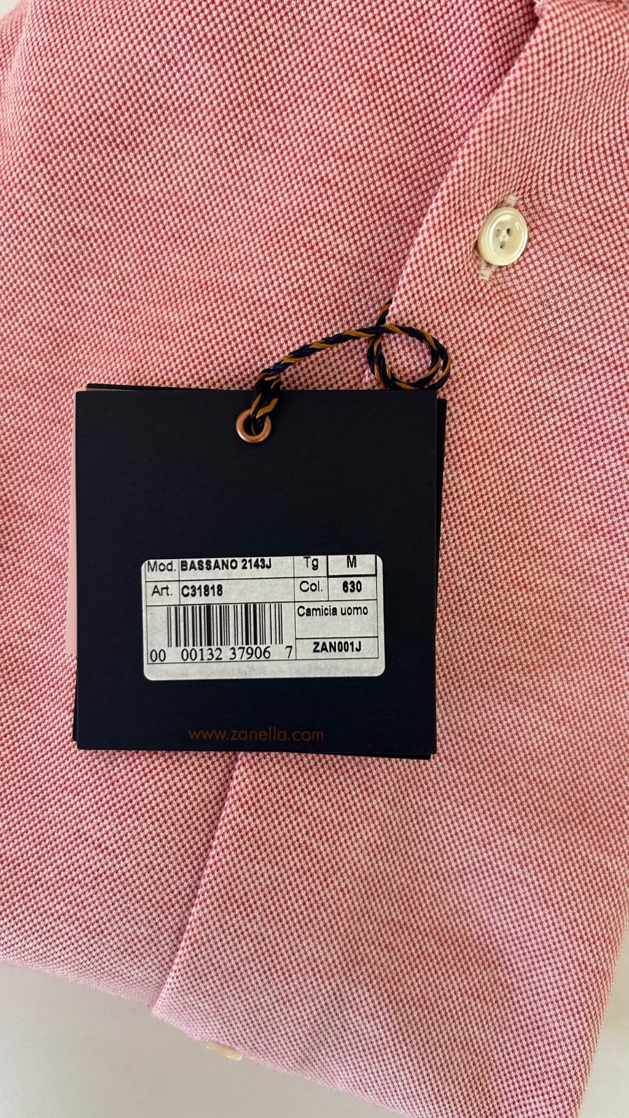 Bassano long sleeve shirt in medium pink. 100% textured cotton. Size M. gallery