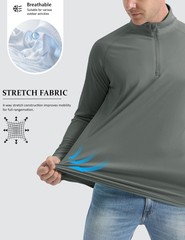 Hiking Shirts for Men Summer Sun Protective Quarter Zip Pullover for Men Rash…