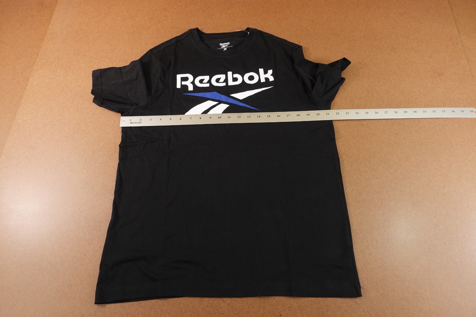 Reebok Mens Medium Black Short Sleeve Identity Big Stacked Logo T-Shirt NWT gallery