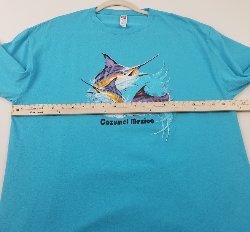 Cozumel Mexico T Shirt Men's XL Blue Short Sleeves Crewneck Fish Stretch Cotton gallery