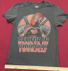 Marvel Deadpool “Believe In Yourself” T-Shirt Men’s Gray Graphic T S/C/P 34/36